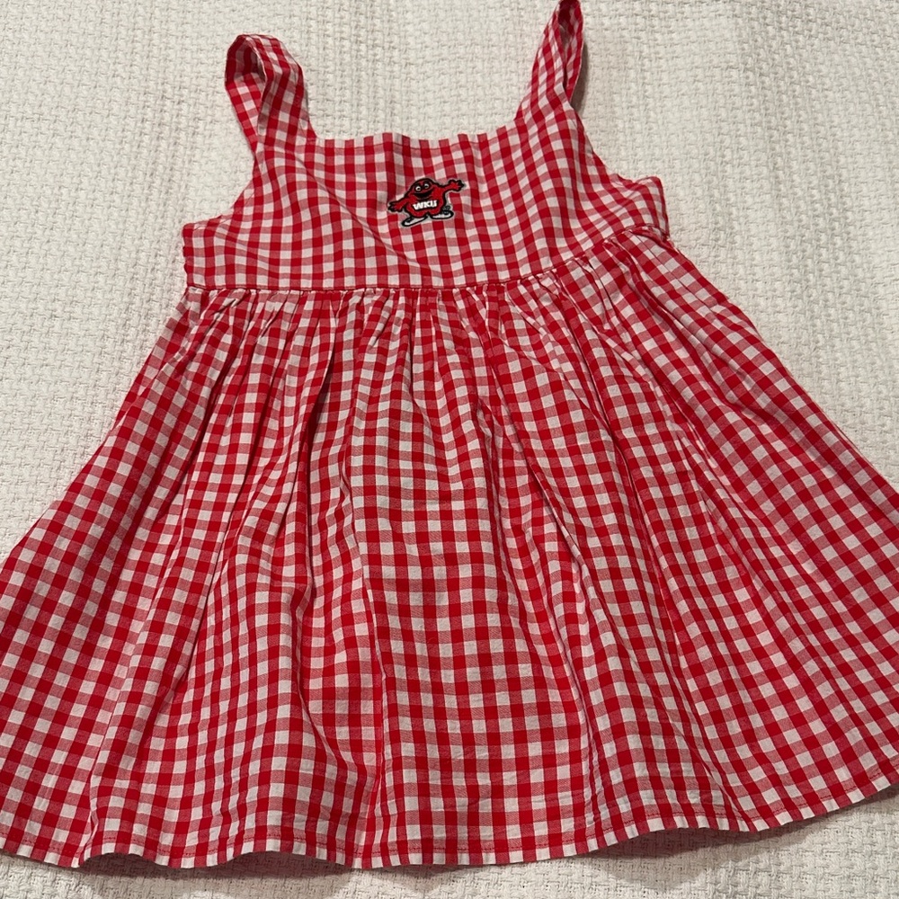 Garb Team size 3-4T red and white gingham dress.  Big Red logo. New